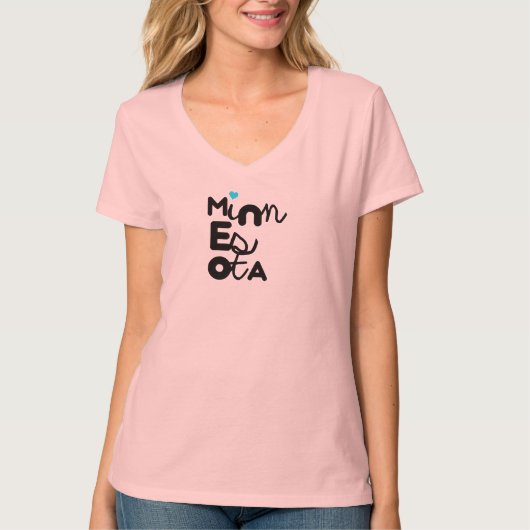 かわいいのかわいく愛らしいミネソタの州のタイポグラフィ Tシャツ (正面)