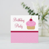 かわいいのさくらんぼのカップケーキのバースデーパーティ招待状 招待状 (スタンド正面)