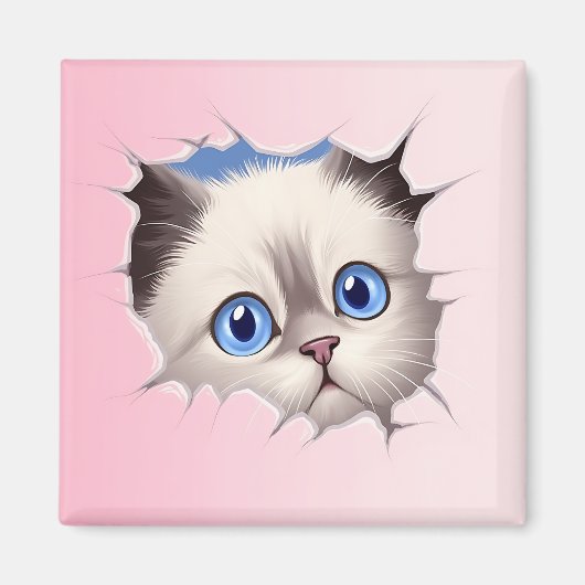 かわいいのぞきこむラグドール猫 マグネット (正面)