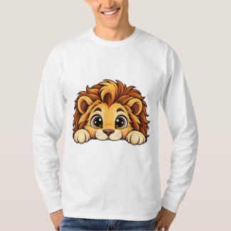 かわいいのぞきライオン Tシャツ