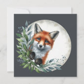 かわいいのぞき見森林の狐パーティー 招待状 (正面)