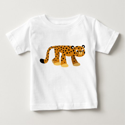 かわいいのぞき込みアニメチーター赤ちゃんTシャツ ベビーTシャツ (正面)