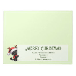 かわいいのぞき込みクリスマス猫 オーダーメイドメモ帳 ノートパッド