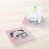 かわいいのぞき込みラグドール猫 ガラスコースター (アングル)