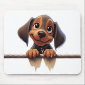 かわいいのぞき込むダックスフンド マウスパッド (正面)