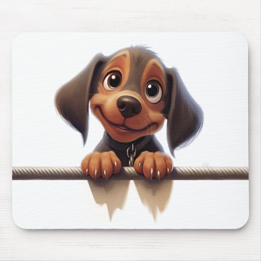 かわいいのぞき込むダックスフンド マウスパッド (正面)