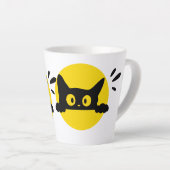 かわいいのぞき黒猫黄色円ラテマグ カフェラテマグ (右アングル)