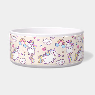 かわいいのぽっちゃりした飛んでいるなユニコーンの虹パターン ボウル