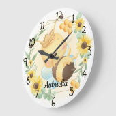 かわいいのまわりにとひまわり ラージ壁時計 (傾斜)