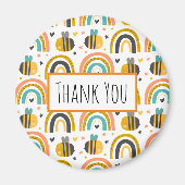 かわいいのまわりにと虹のパターンありがとう マグネット (正面)
