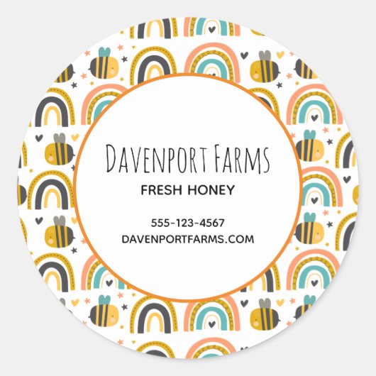 かわいいのまわりにと虹のパターン事業 ラウンドシール (正面)