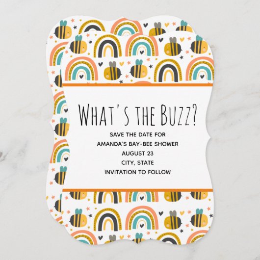 かわいいのまわりにと虹のパターン赤ちゃんシャワー セーブザデート (正面/裏面)