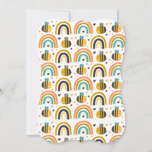 かわいいのまわりにと虹のパターン赤ちゃんシャワー セーブザデート (裏面)