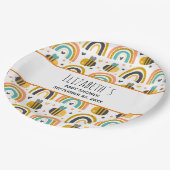 かわいいのまわりにと虹のパターン赤ちゃんシャワー ペーパープレート (アングル)