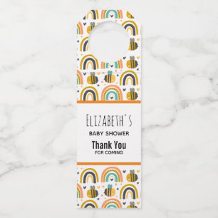 かわいいのまわりにと虹のパターン赤ちゃんシャワー ボトルネックタグ