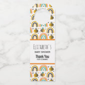 かわいいのまわりにと虹のパターン赤ちゃんシャワー ボトルネックタグ (正面)