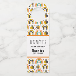 かわいいのまわりにと虹のパターン赤ちゃんシャワー ボトルネックタグ