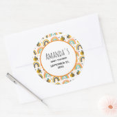 かわいいのまわりにと虹のパターン赤ちゃんシャワー ラウンドシール (封筒)