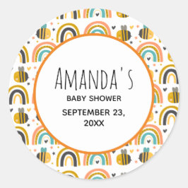 かわいいのまわりにと虹のパターン赤ちゃんシャワー ラウンドシール
