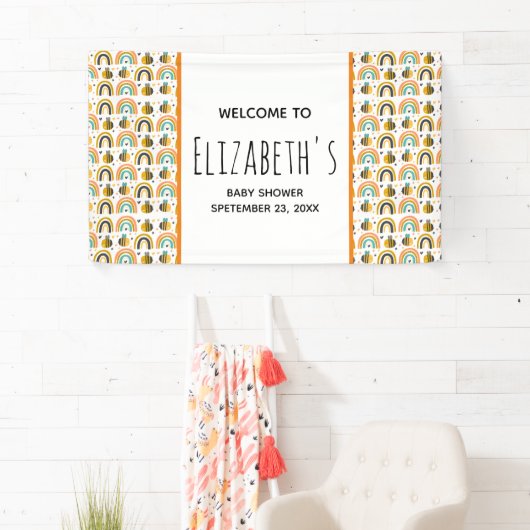 かわいいのまわりにと虹のパターン赤ちゃんシャワー 横断幕 (インサイチュ)