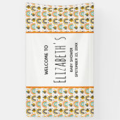 かわいいのまわりにと虹のパターン赤ちゃんシャワー 横断幕 (縦)