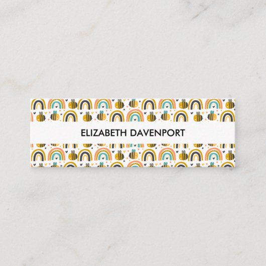 かわいいのまわりにと虹のパターン スキニー名刺 (正面)