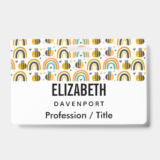 かわいいのまわりにと虹のパターン バッジ (表面)