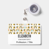 かわいいのまわりにと虹のパターン バッジ (伸縮クリップ付き付き表面)