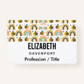 かわいいのまわりにと虹のパターン バッジ (裏面)