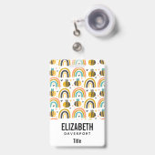 かわいいのまわりにと虹のパターン バッジ (伸縮クリップ付き付き表面)