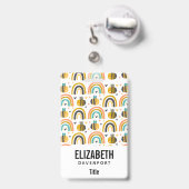 かわいいのまわりにと虹のパターン バッジ (伸縮クリップ付きの裏面)