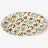 かわいいのまわりにと虹のパターン ペーパープレート (アングル)