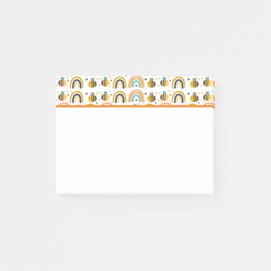 かわいいのまわりにと虹のパターン ポストイット (正面)