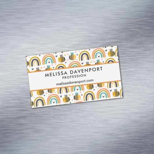 かわいいのまわりにと虹のパターン マグネット名刺 (インサイチュ)