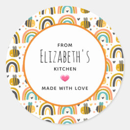 かわいいのまわりにと虹のパターン ラウンドシール