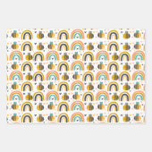 かわいいのまわりにと虹のパターン ラッピングペーパーシート (正面)