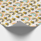 かわいいのまわりにと虹のパターン ラッピングペーパー (角)