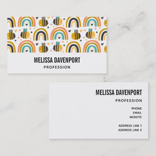 かわいいのまわりにと虹のパターン 名刺 (正面/裏面)