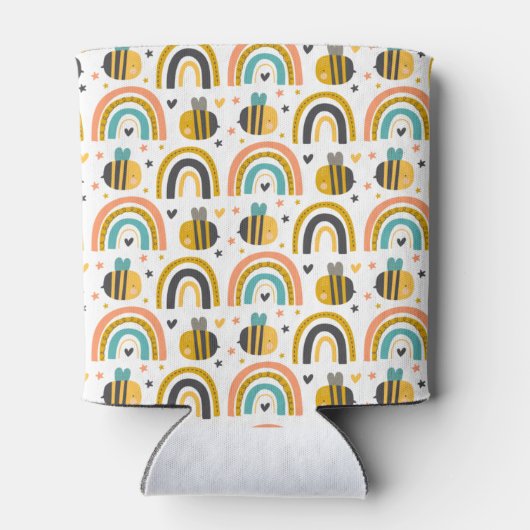 かわいいのまわりにと虹のパターン 缶クーラー (裏面)