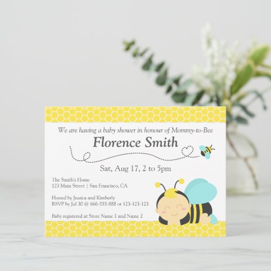 かわいいのまわりにのテーマ、男の子のベビーシャワー 招待状 (スタンド正面)