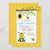 かわいいのまわりにの男の子のベビーの誕生の発表カード 案内状 (正面/裏面)