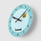 かわいいのまわりにウォールクロック名を追加（青） ラウンド壁時計 (傾斜)