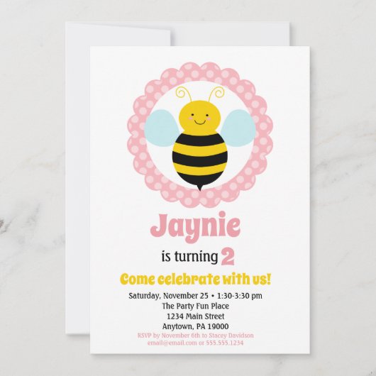 かわいいのまわりにガールズ誕生日招待状 招待状 (正面)