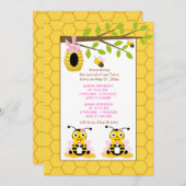 かわいいのまわりにツインズガールベビー誕生のお知らせ 案内状 (正面/裏面)