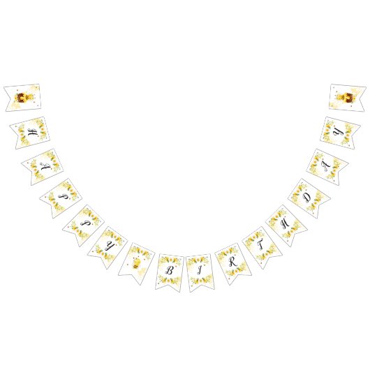 かわいいのまわりにハッピーバースデー バンティングフラッグ (全)