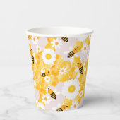 かわいいのまわりにハニーコーム黄色の赤ちゃんシャワー 紙コップ (正面)