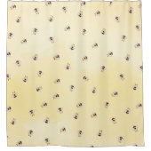 かわいいのまわりにパターン黄 シャワーカーテン (正面)