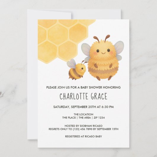 かわいいのまわりにパーソナライズされたの赤ちゃんシャワー 招待状 (正面)