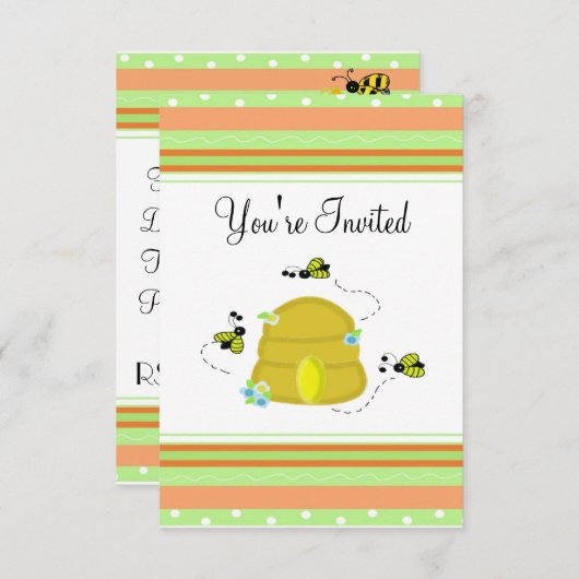 かわいいのまわりにパーティの招待状 招待状 (正面/裏面)