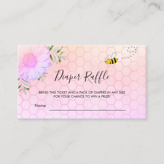 かわいいのまわりにピンク紫おむつラッフルチケット エンクロージャーカード (正面)